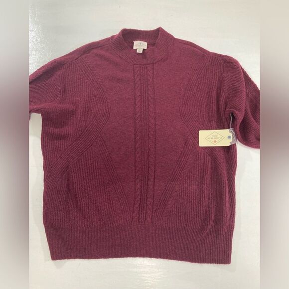St. John's Bay Maroon Red Mock Neck Sweater Women's Lagenlook Tight Knit Design - Picture 4 of 11